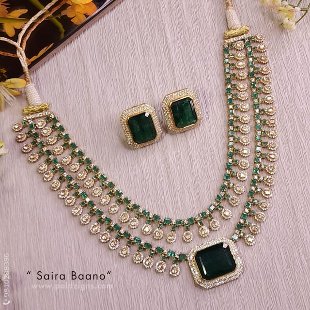 Saira Baano Moissanite Polki Necklace Set