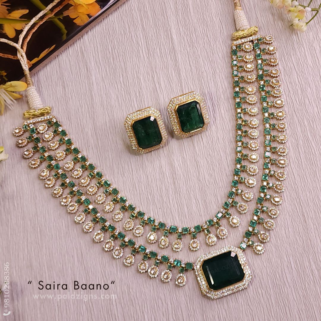 Saira Baano Moissanite Polki Necklace Set