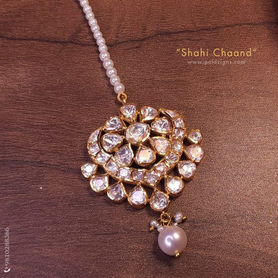 Shahi Chaand Gold Moissanite Polki Tikka