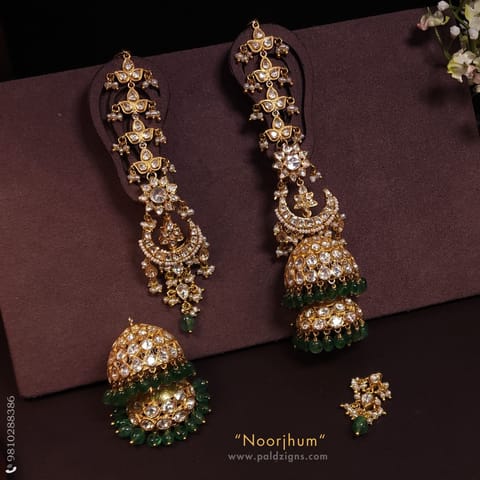 Noorjhum Detachable Moissanite Polki Jhumki
