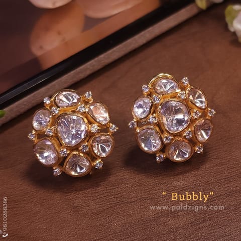 Bubbly Gold Moissanite Polki Stud