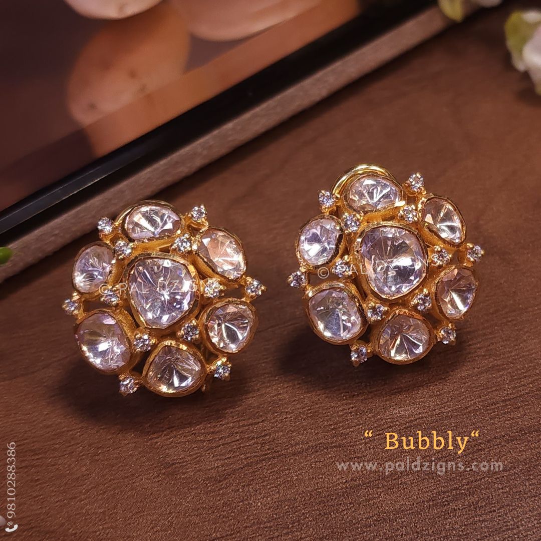 Bubbly Gold Moissanite Polki Stud
