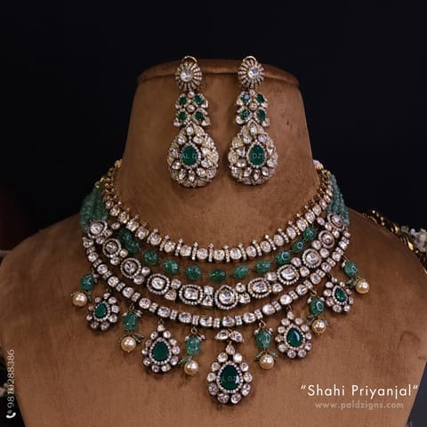 Shahi Priyanjal Moissanite Polki Combo Necklace Set