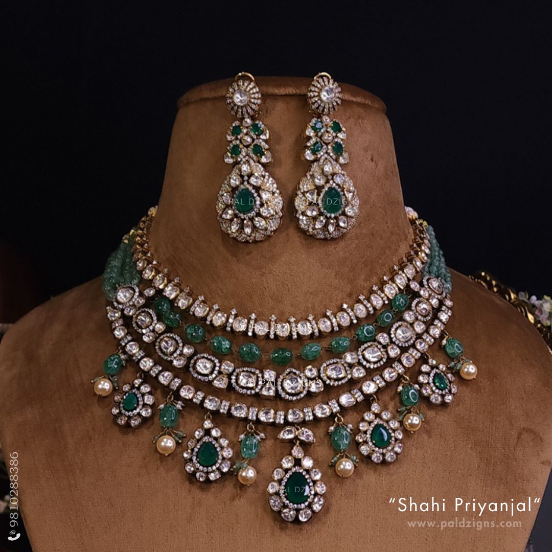 Shahi Priyanjal Moissanite Polki Combo Necklace Set