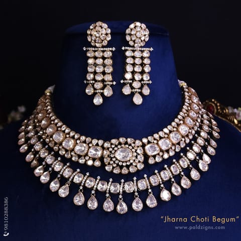 Jharna Choti Begum Moissanite Polki Combo Necklace Set