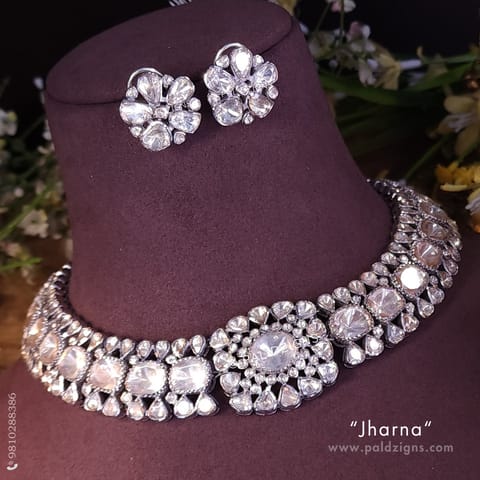 Jharna (White) Moissanite Polki Necklace Set Jharna (White) Moissanite Polki Necklace Set
