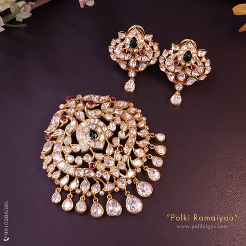 Polki Ramaiyaa Moissanite Polki Pendant Set Polki Ramaiyaa Moissanite Polki Pendant Set