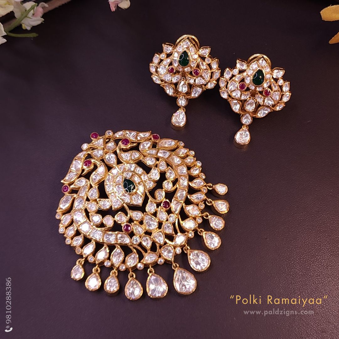 Polki Ramaiyaa Moissanite Polki Pendant Set