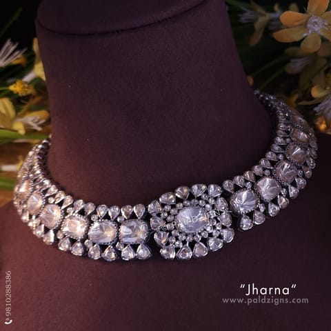 Jharna (White) Moissanite Polki Necklace