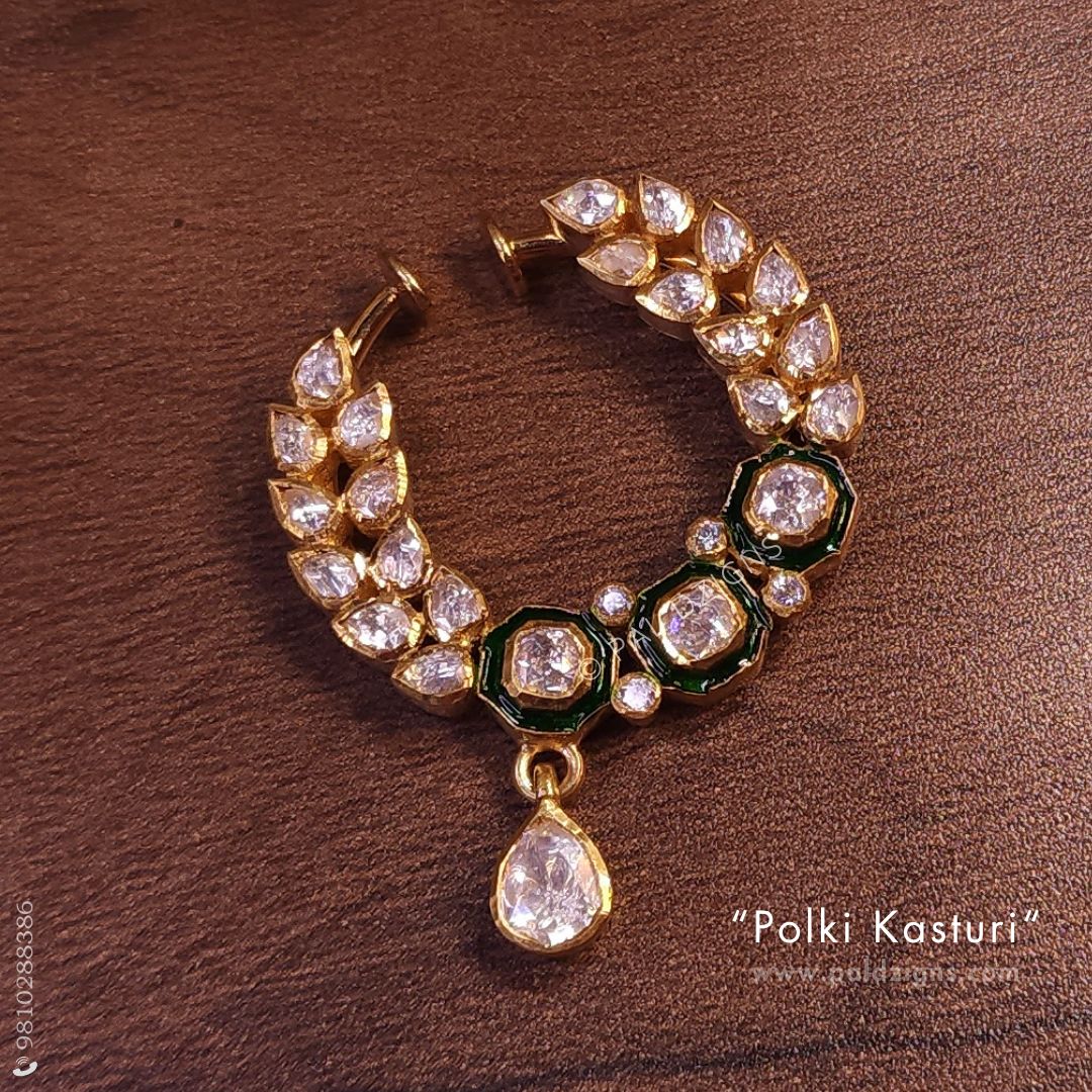 Polki Kasturi Pin Moissanite Polki Nath