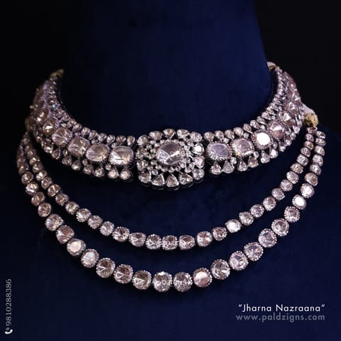 Jharna Nazraana (White) Moissanite Polki Necklace 