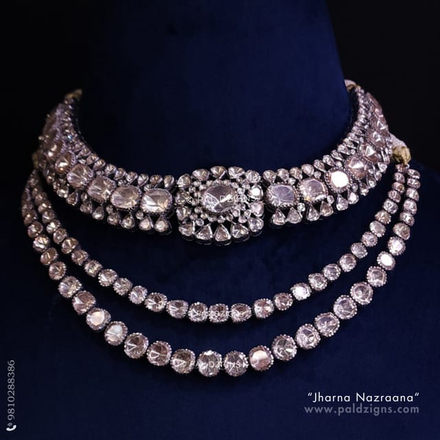 Jharna Nazraana (White) Moissanite Polki Necklace 