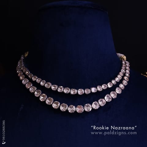  Nazraana (White) Moissanite Polki Necklace