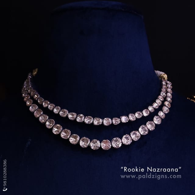  Nazraana (White) Moissanite Polki Necklace