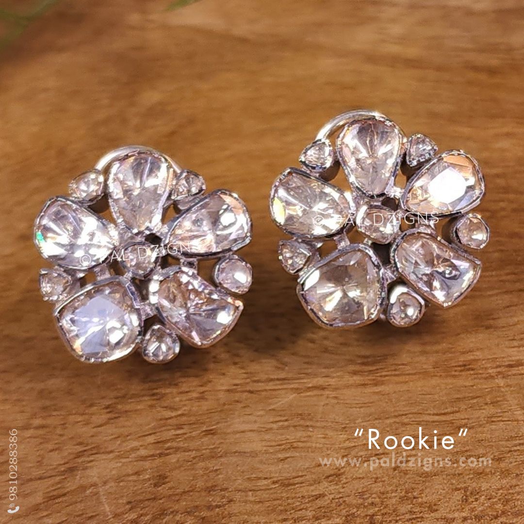 Rookie (White) Moissanite Polki Studs