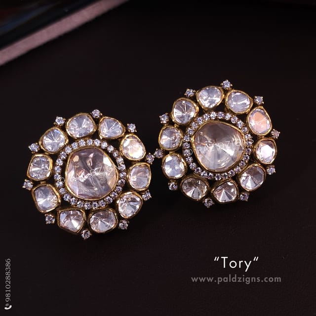 Tory Antique Moissanite Polki Stud