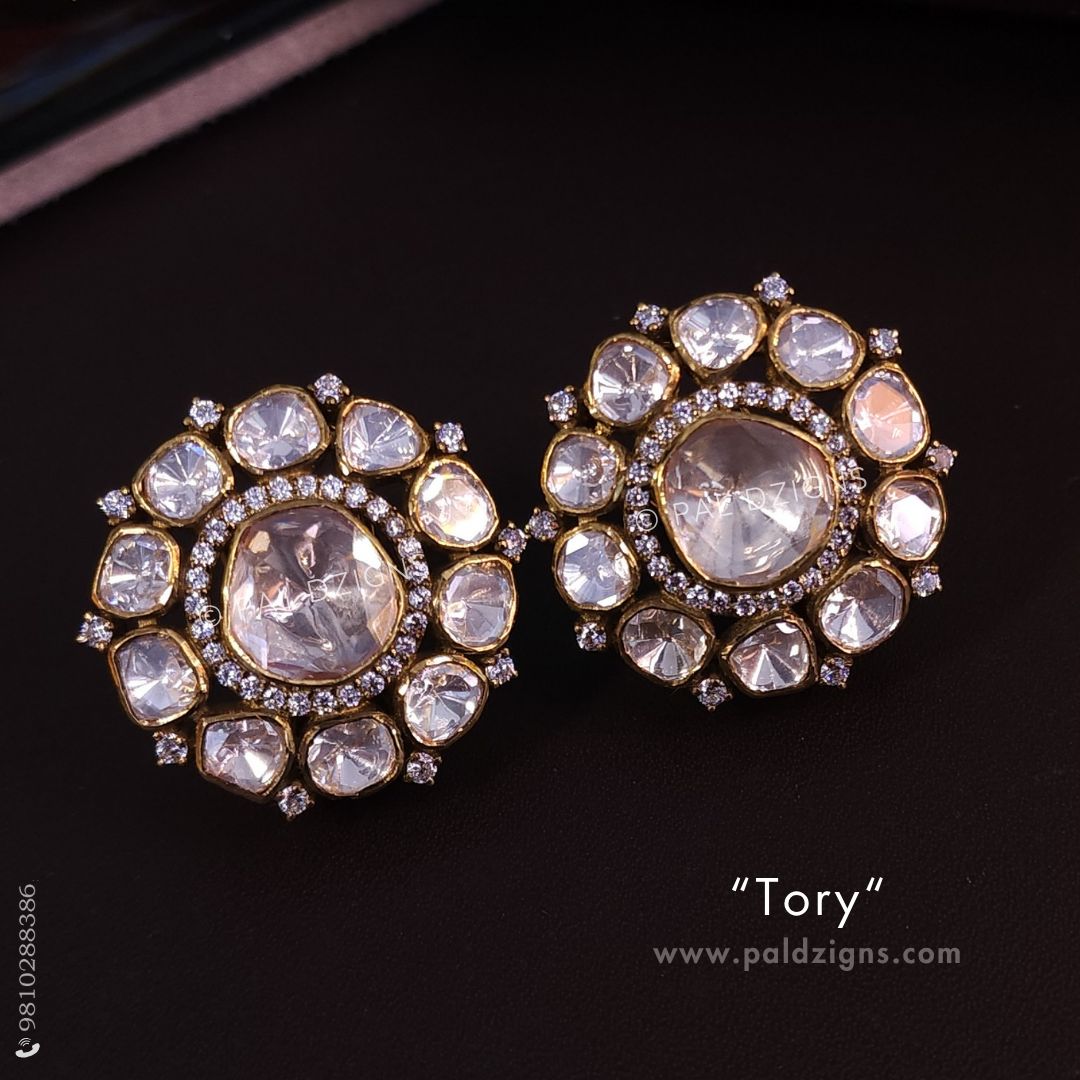 Tory Antique Moissanite Polki Stud
