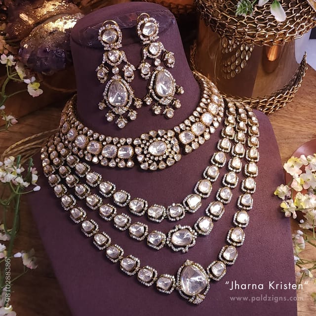 Jharna Kristen Moissanite Polki Combo Necklace Set