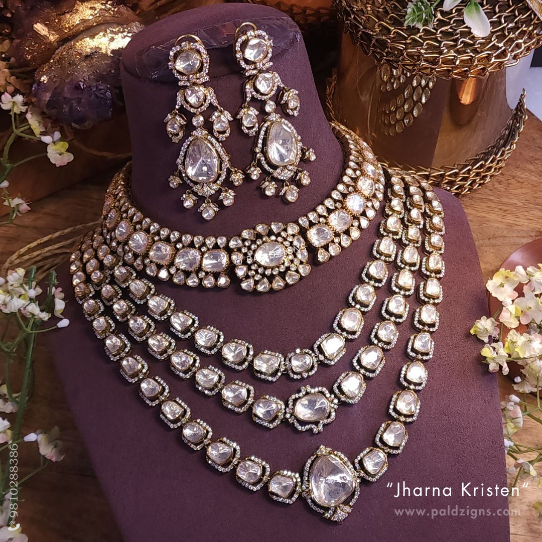 Jharna Kristen Moissanite Polki Combo Necklace Set