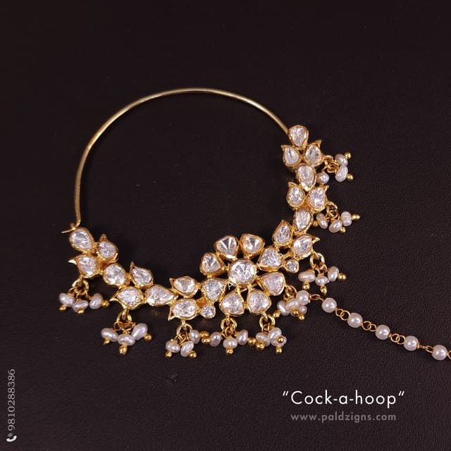 Cock A Hoop Pin Moissanite Polki Nath