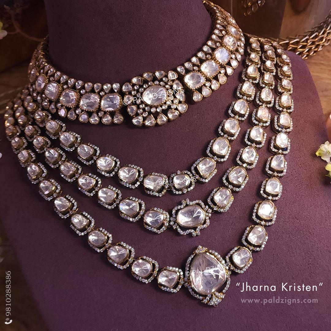Jharna Kristen Moissanite Polki Combo Necklace 
