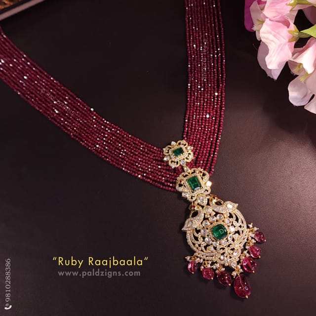 Ruby Raajbaala Moissanite Polki Pendant
