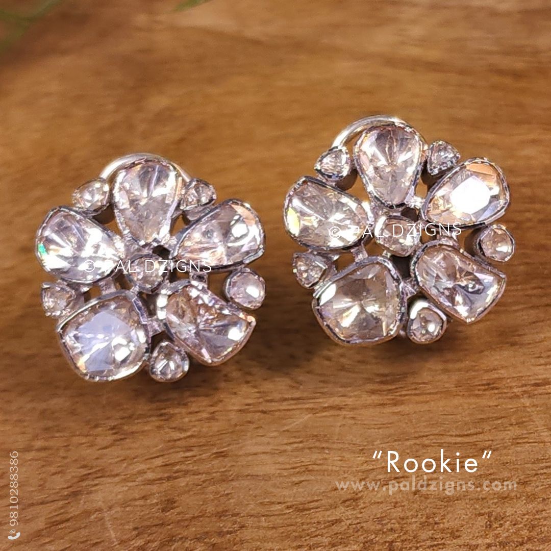 Rookie (White) Moissanite Polki Studs