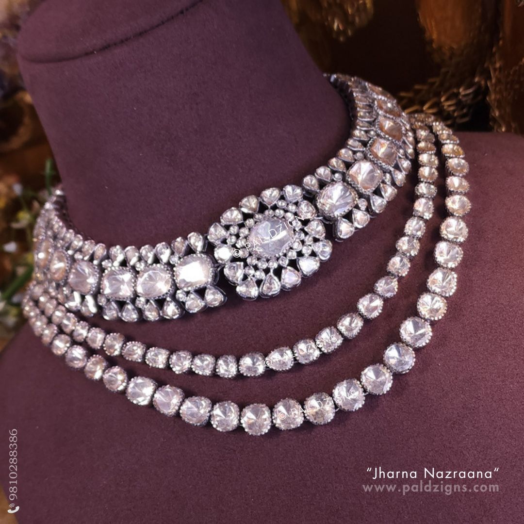 Jharna Nazraana (White) Moissanite Polki Necklace 