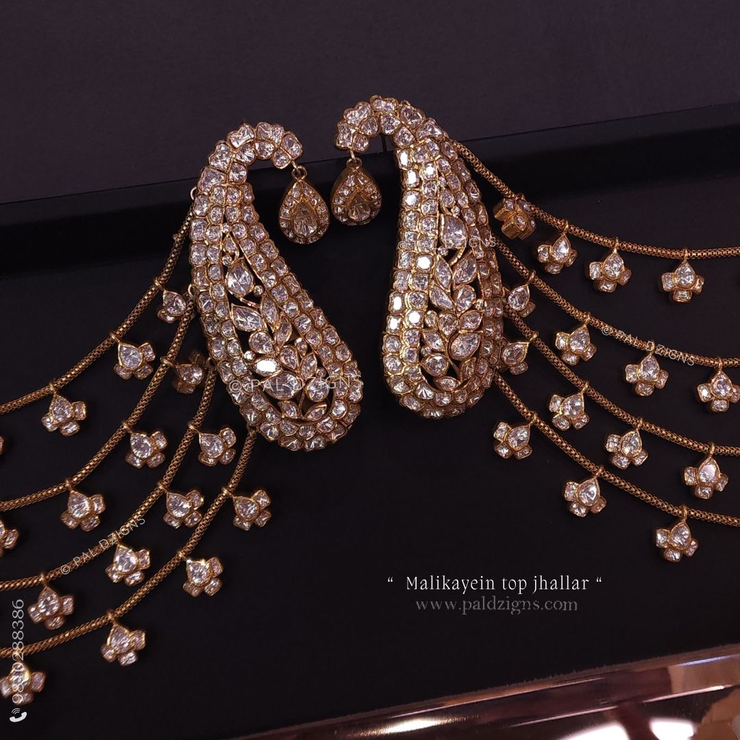 Malikayein Small Moissanite Polki Top Jhallar