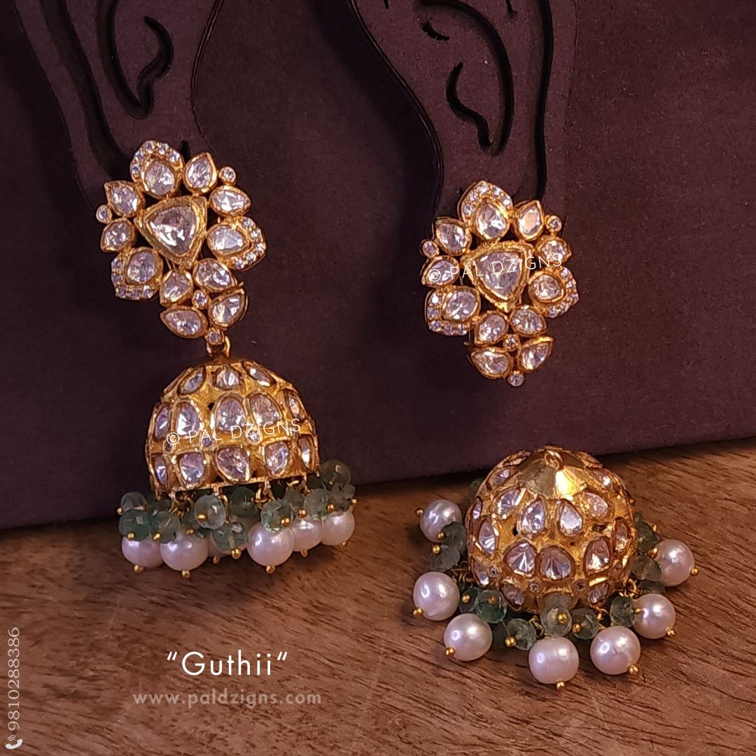 Pista Guthii Detachable Moissainte Polki Jhumki