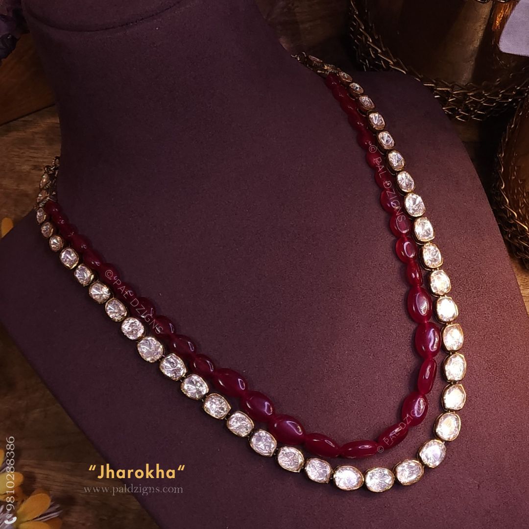 Jharokha In 2 Layers Moissanite Polki Long Necklace