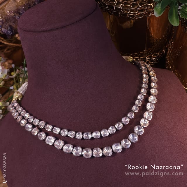  Nazraana (White) Moissanite Polki Necklace