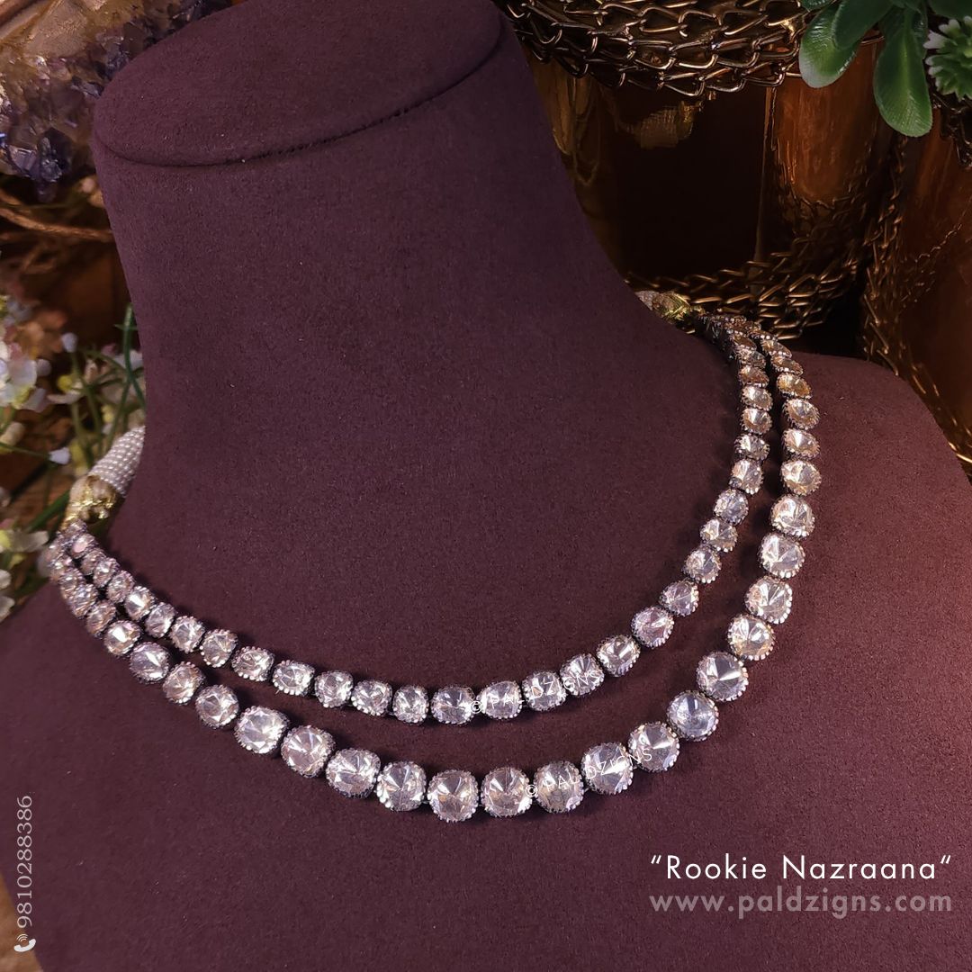 Nazraana (White) Moissanite Polki Necklace
