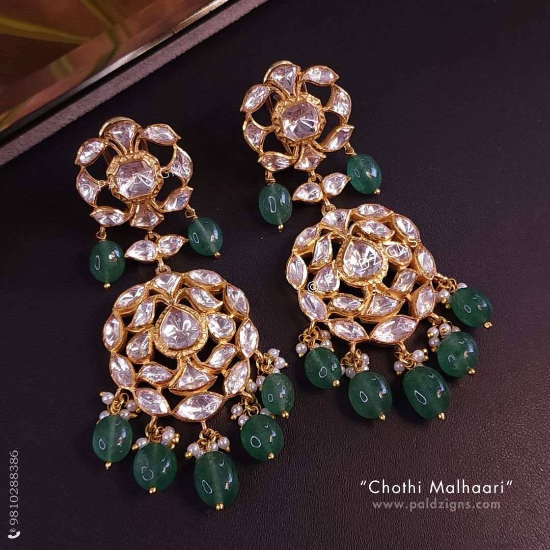 Chothi Malhaari Moissanite Polki Earings