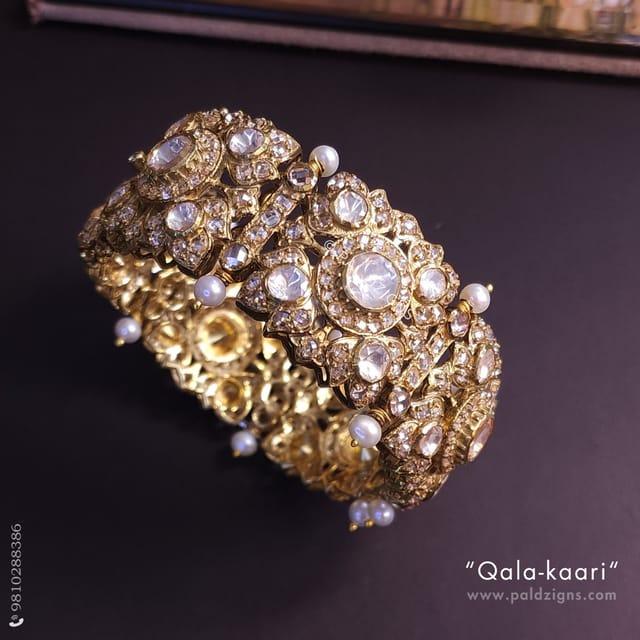 Qala-kaari (2-4" size) Moissanite Polki Bracelet