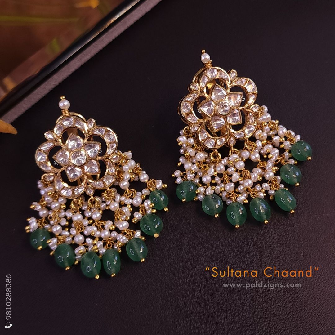 Sultana Chaand Moissanite Polki Studs
