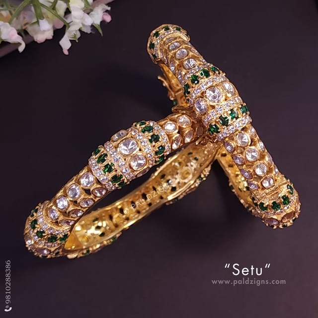 Setu 2-2" Size Moissanite Polki Bangles (Pair)