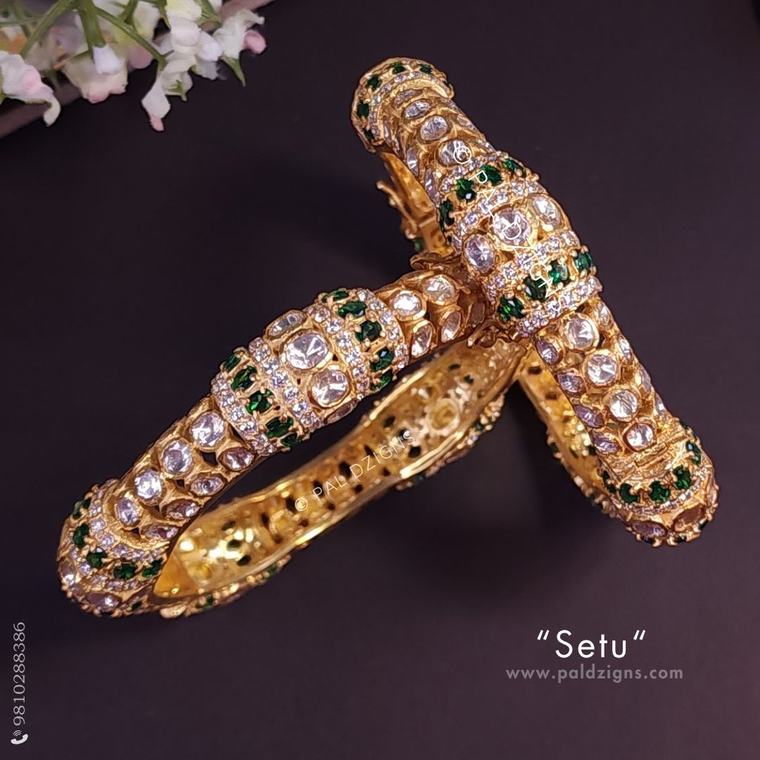 Setu 2-2" Size Moissanite Polki Bangles (Pair)