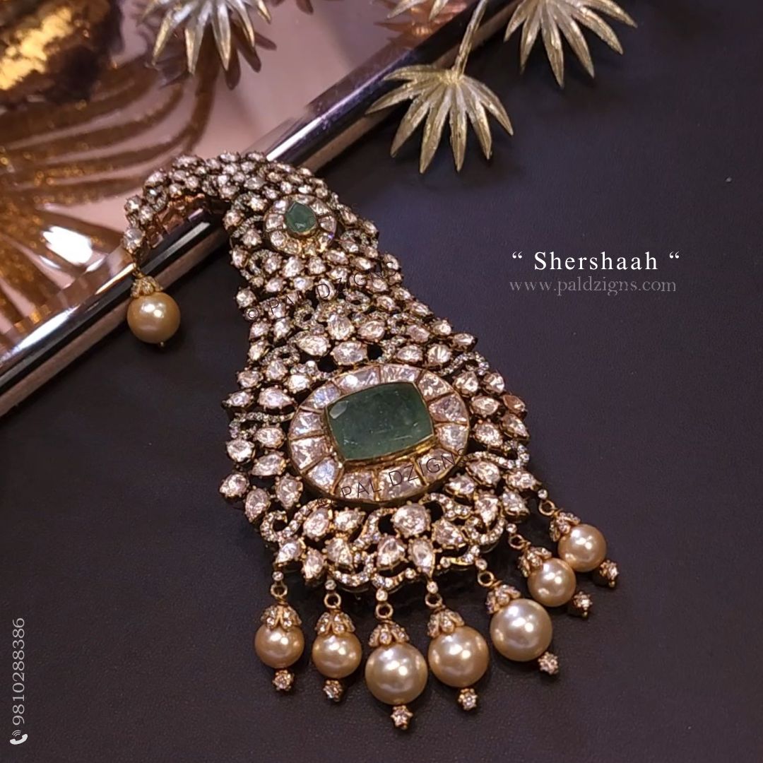 Shershaah Moissanite Polki kalgi