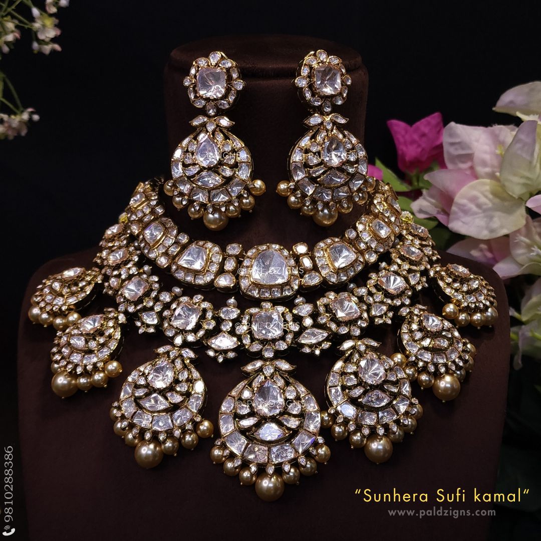 Sunhera Sufii Kamal Moissanite Polki Combo Necklace Set