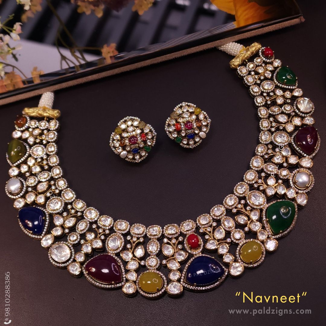 Navneet Moissanite Polki Necklace Set