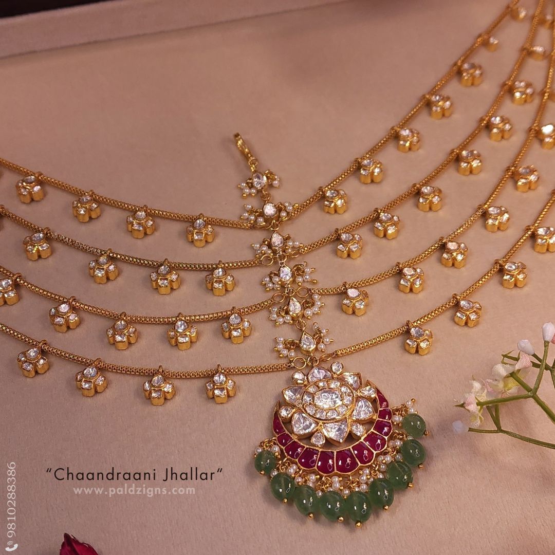 Chaandraani Jhailar Moissanite Polki Maathapatti