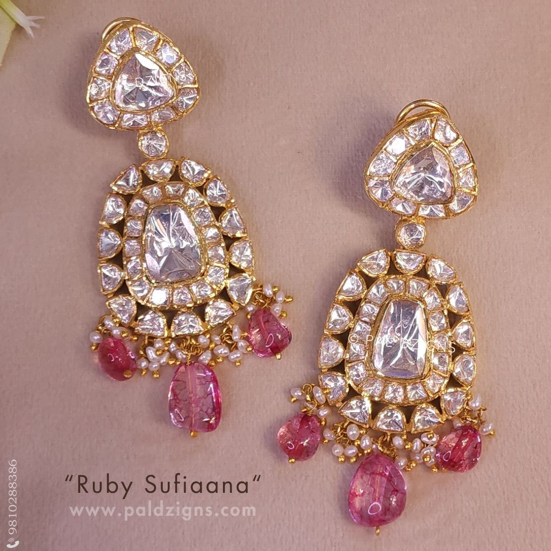 Ruby Sufiaana Moissanite Polki Earrings