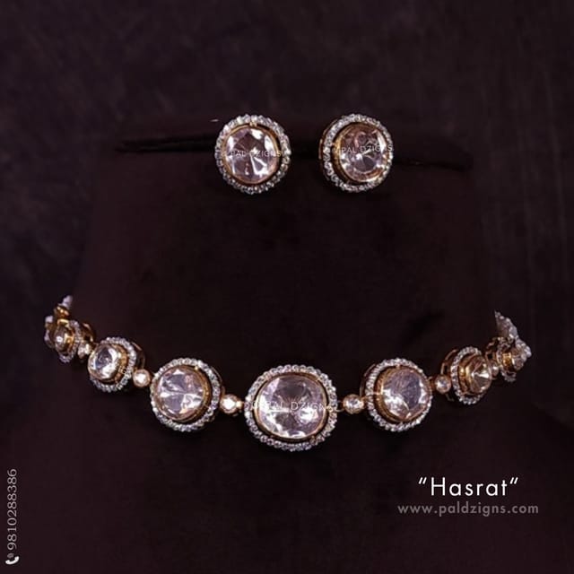 Hasrat Moissanite Polki Bracelet And Choker Set
