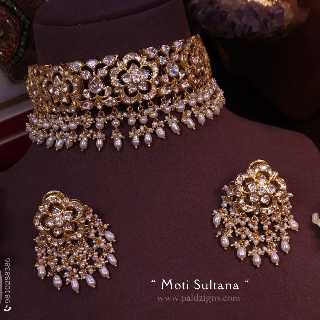 Moti Sultana Moissanite Polki Choker Set
