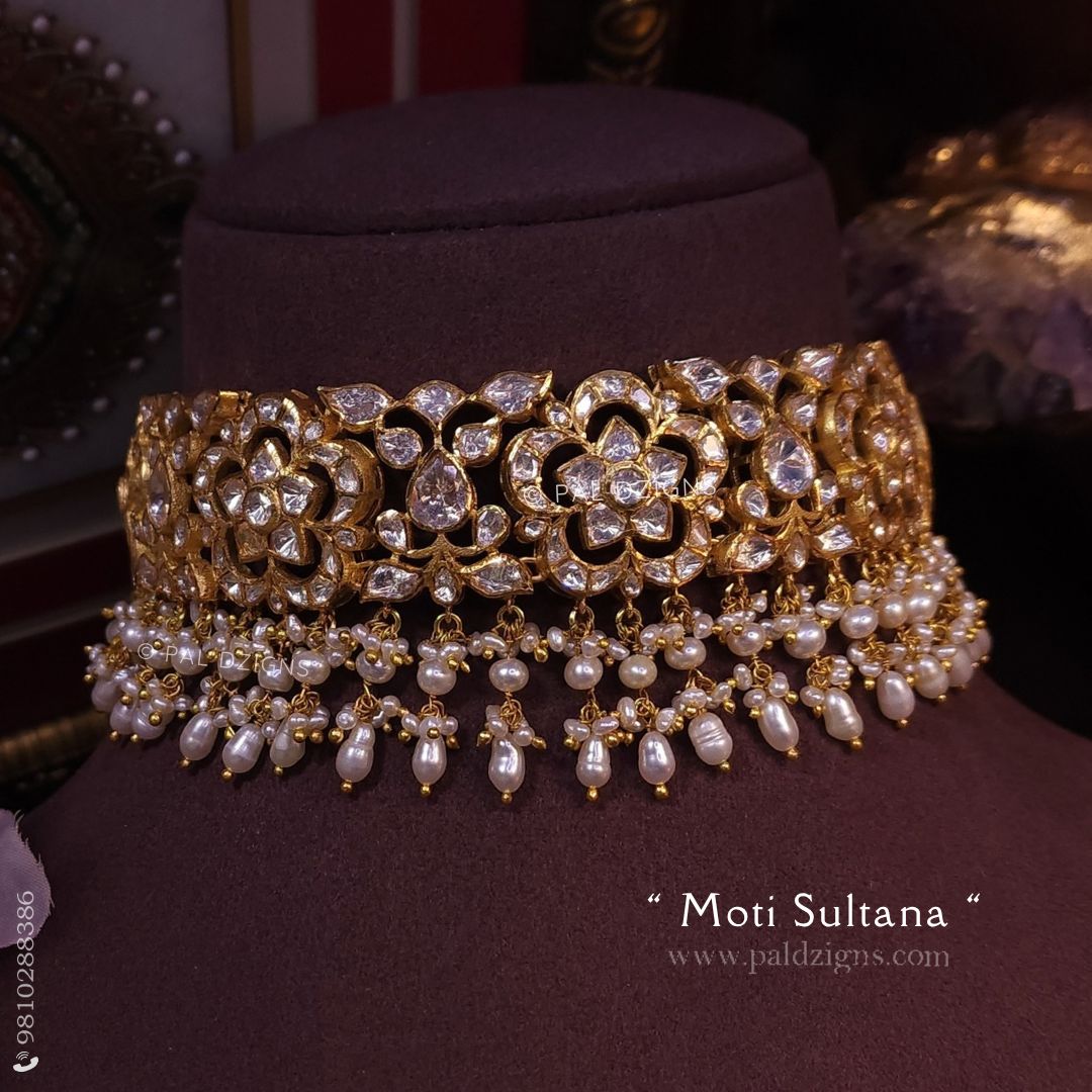 Moti Sultana Moissanite Polki Choker