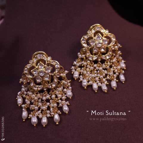 Moti Sultana Moissanite Polki Studs Moti Sultana Moissanite Polki Studs