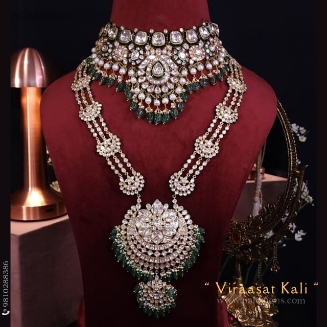 Viraasat Kali Moissanite Polki Necklace Combo