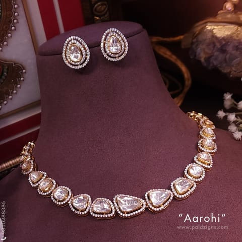 Aarohi Moissanite Polki Necklace Set
