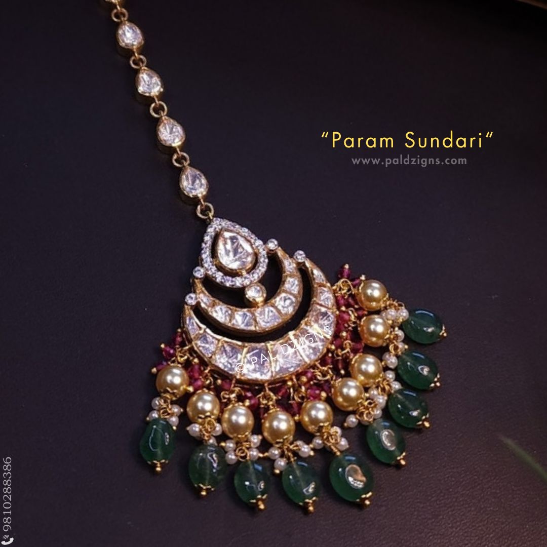 Param Sundari Big Moissanite Polki Tikka